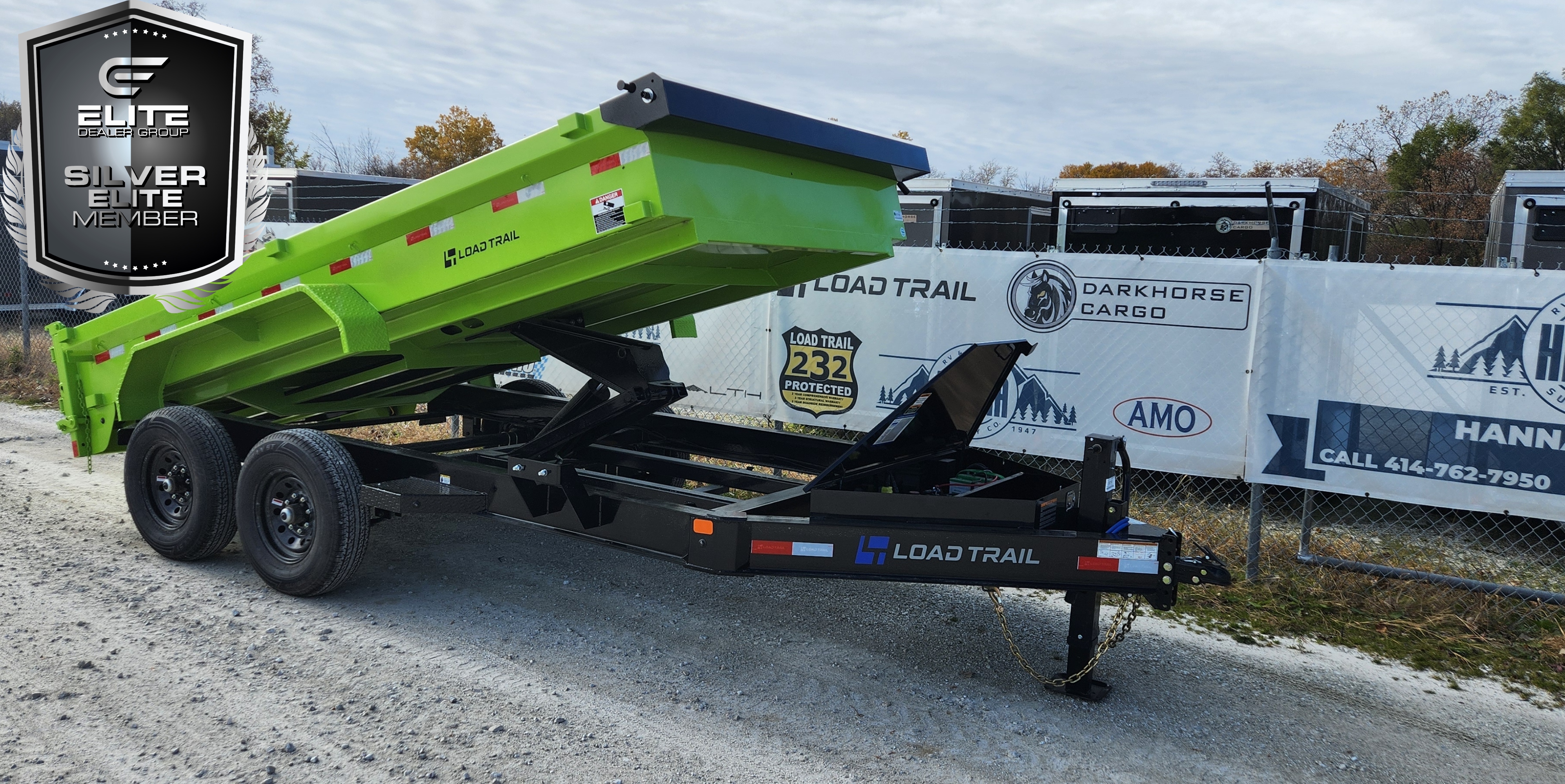 Load Trail 83 X 14 Tandem Axle 14,000 Lb Economy Dump Trailer- 18" Sides- Safety Green